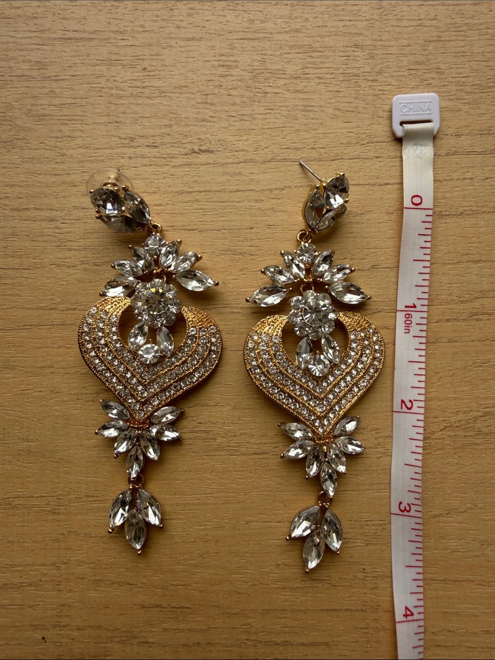 Gold-Tone Crystal Drop Earrings - Clear Crystal. Pageant earrings